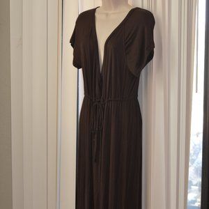Nicole Miller XL New York Slightly Sheer Comfy Brown Long Dress